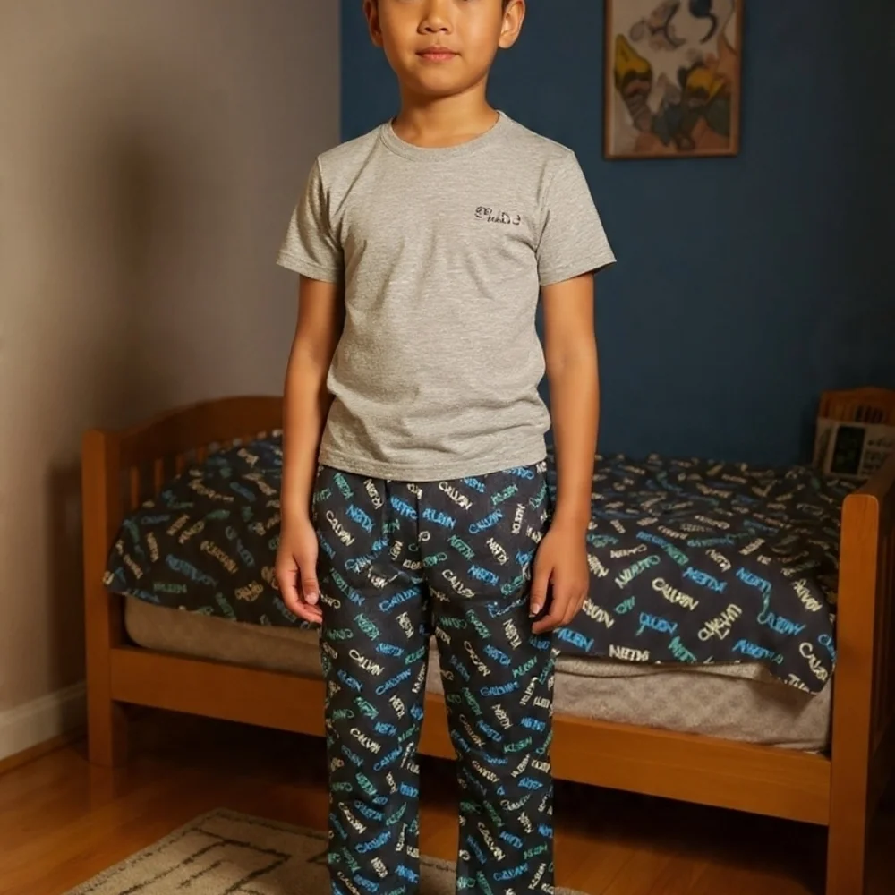 Calvin Klein Black Pajama Pants with Multicolor Logo